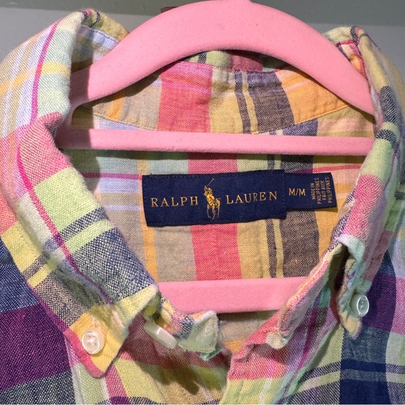 Ralph Lauren Classic Fit Plaid Button Down Short Sleeve Shirt Men’s Medium M - Picture 6 of 6